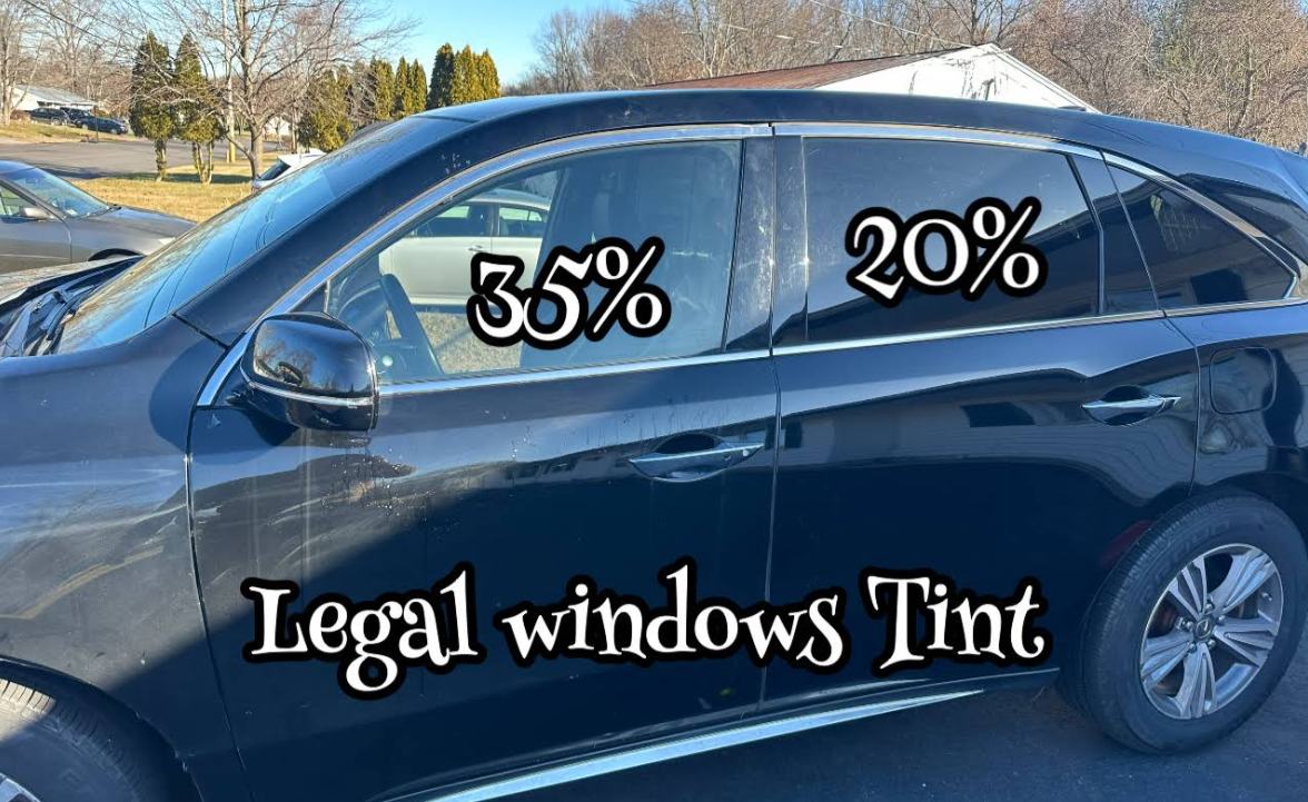 SUV with 35% and 20% legal window tint labeled